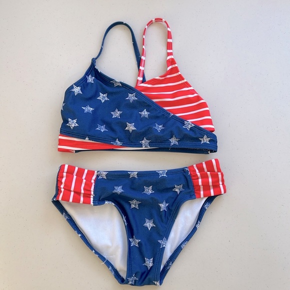 Art Class Kids Swimsuit Red White Blue Bikini Set size Small - Picture 7 of 7